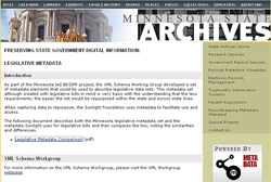 screencap of the Minnesota State Archives website